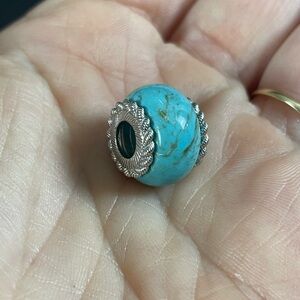 Judith Ripka Turquoise 925 Silver Barrel Charm